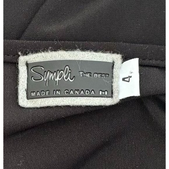 SYMPLI Tunic Blouse Top Size 4 Black 3/4 Sleeves Ruffle Neckline Front Stretch - Picture 6 of 7